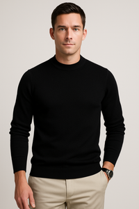 Herren Strickpullover | Legere Form mit ruhiger Linienführung – Schwarz
