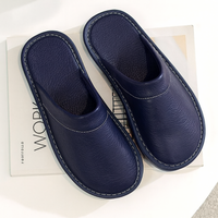 Herren Hausschuhe zum Hineinschlüpfen mit Strukturierter Oberfläche und Genähter Sohle – Blau