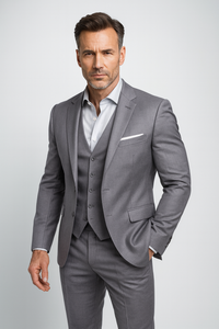Herren Dreiteiliger Anzug | Taillierte Jacke Weste Hose – Grau