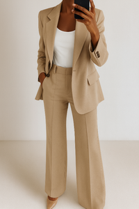 Damen Anzug - Elegantes Blazer und Hosen Set für Festliche Anlässe – Beige