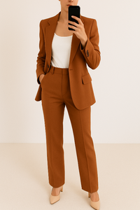 Damen Anzug - Elegantes Blazer und Hosen Set für Festliche Anlässe – Braun