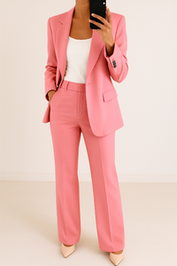Damen Anzug - Elegantes Blazer und Hosen Set für Festliche Anlässe – Rosa