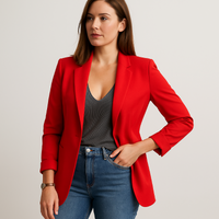 Damen Longblazer – Eleganter Blazer für Stilvolle Outfits – Rot
