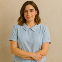 Damen Bluse Kurzarm mit Bubikragen – Blau