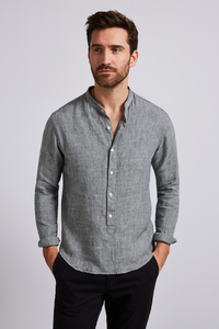 Herren Leinenhemd Langarm für Elegante Anlässe - Klassische Hemden Herren – Grau