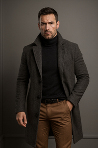 Herren-Langmantel – Stilvoller Wollmantel für kühle Tage – Grau