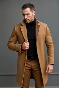 Herren-Langmantel – Stilvoller Wollmantel für kühle Tage – Braun
