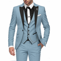 Dreiteiliger Herrenanzug aus Leinen – Blazer, Weste und Hose für Eleganz – Himmelblau