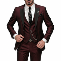 Dreiteiliger Herrenanzug aus Leinen – Blazer, Weste und Hose für Eleganz – Bordeaux