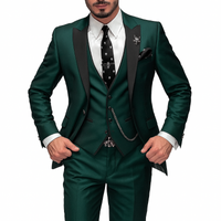 Dreiteiliger Herrenanzug aus Leinen – Blazer, Weste und Hose für Eleganz – Dunkelgrün