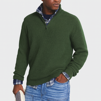 Herrenpullover mit Reißverschluss – Business-Casual-Stil, vielseitig für elegante Anlässe – Grün