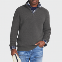 Herrenpullover mit Reißverschluss – Business-Casual-Stil, vielseitig für elegante Anlässe – Grau