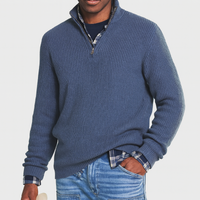 Herrenpullover mit Reißverschluss – Business-Casual-Stil, vielseitig für elegante Anlässe – Blau