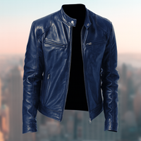 Elegante Herrenjacke Aus Leder – Zeitloses Design, Vielseitig Für Jeden Anlass – Blau