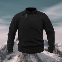 Taktischer Herren-Fleecepullover mit Taschen – vielseitig einsetzbar für Outdoor-Aktivitäten – Schwarz