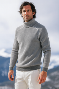 Eleganter Pullover für Herren, Rollkragen und vielseitig – Herrenpullover für Herbst und Winter – Grau
