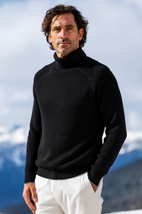 Eleganter Pullover für Herren, Rollkragen und vielseitig – Herrenpullover für Herbst und Winter – Schwarz