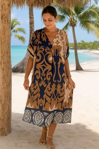 Alix™ | Sommerliches Midi-Kleid mit verspieltem V-Ausschnitt – Dunkelblau