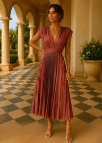Elvira - Elegantes Sommerkleid – Ziegelrot