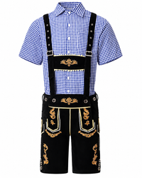 Ludwig | Herren Trachten-Set mit Lederhosen & Karo-Hemd – Schwarz