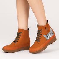 Leonore | Winterstiefel mit Katzenmuster – Orange