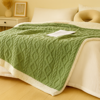 Verdickte doppelseitige Fleece-Bettdecke – Matcha