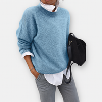 Lianne™ | Klassischer Senfgelber Strickpullover – Mühelose Eleganz – Blau