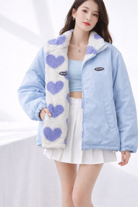 Almit - Langärmelige Jacke Mit Herz Drucken – Blau