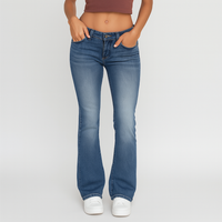 Eve – Damen Washed Flare Jeans – Casual Fit mit Taschen – Dunkelblau