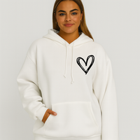 Hoodie mit Herz-Print – Weiche Baumwollmischung – Stylisch & Bequem – Weiß