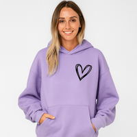 Hoodie mit Herz-Print – Weiche Baumwollmischung – Stylisch & Bequem – Lavendel