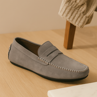 Milano Herren-Leder-Loafer – Klassische Slipper mit rutschfester Sohle – Grau