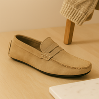 Milano Herren-Leder-Loafer – Klassische Slipper mit rutschfester Sohle – Khaki