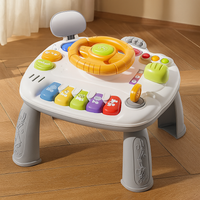 Interaktives Musikspielzeug mit Lenkfunktion – Frühfördertisch mit Licht und Geräuschen – Grau
