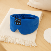 3D Musik-Schlafmaske – Eisfaser, Null-Druck, 100 % Lichtblockierung mit Kopfhörern & Etui – Blau