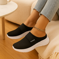 Damen-Slipper zum Hineinschlüpfen – Atmungsaktives Mesh-Obermaterial, weich gepolsterte Innensohle und strapazierfähige Gummisohle – Schwarz