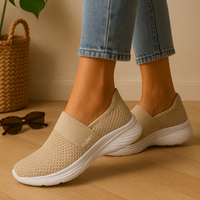 Damen-Slipper zum Hineinschlüpfen – Atmungsaktives Mesh-Obermaterial, weich gepolsterte Innensohle und strapazierfähige Gummisohle – Beige