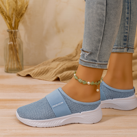 Damen-Slipper zum Hineinschlüpfen – Atmungsaktives Mesh-Obermaterial, weich gepolsterte Innensohle und strapazierfähige Gummisohle – Hellblau