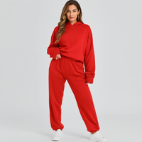 Ultimatives Komfort-Set aus Hoodie und Jogginghose – Gemütliche 2-teilige Loungewear für Frauen – Rot