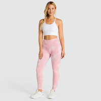 Elegante Marmor-Batik-Yoga-Leggings – Stylische und sportliche Activewear für Damen – Hellrosa