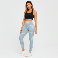 Elegante Marmor-Batik-Yoga-Leggings – Stylische und sportliche Activewear für Damen – Hellgrau