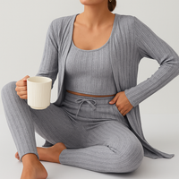 Damen Stilvolles Pyjama- & Lounge-Set – Weich & Bequem für Schlaf & Freizeit – Dunkelgrau