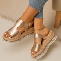 Lina Casual Wedge Schuhe – Bequeme und stilvolle Keil-Sandalen für Damen – Gold