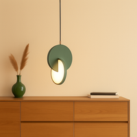 NordicGlow – Moderne skandinavische LED-Pendellampe mit rundem Rahmen und warmem Glühen – Grün