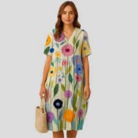 Elena Bloom Legeres Midi-Kleid – Blümchenleichtes Sommer-Eleganz-Kleid – Buntes