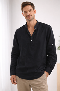 Emil | Herren Elegantes Kragen Hemd – Schwarz
