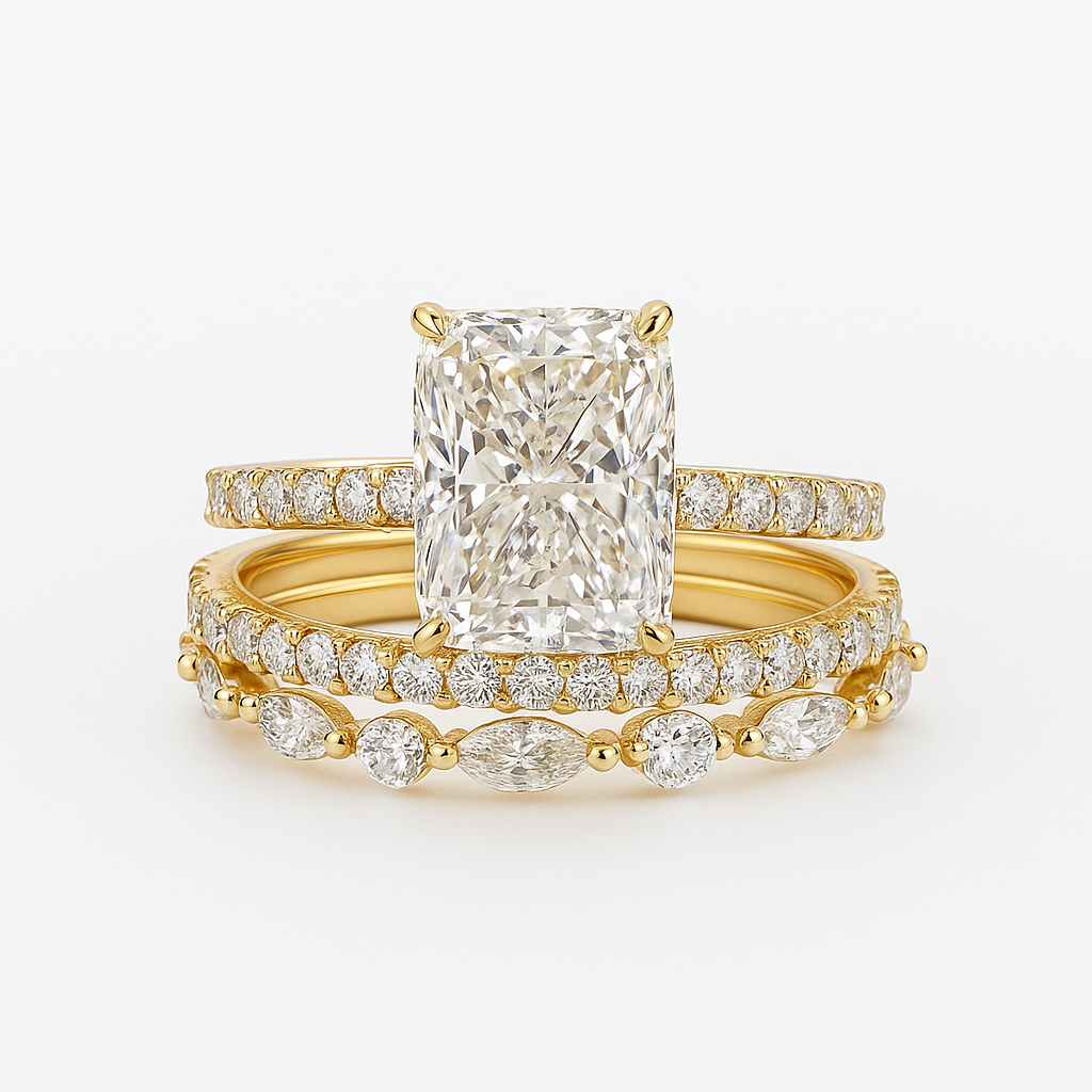 Jaily 3-teiliges Set von Hochzeitsringen | Gold
