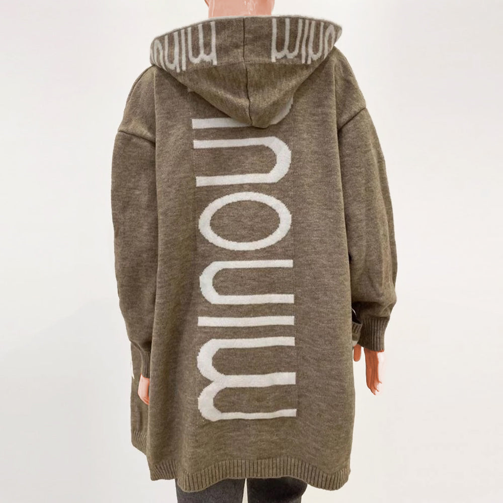 Lena Strickjacke - Drucktasche Winter-Kapuzen-Strickjacke