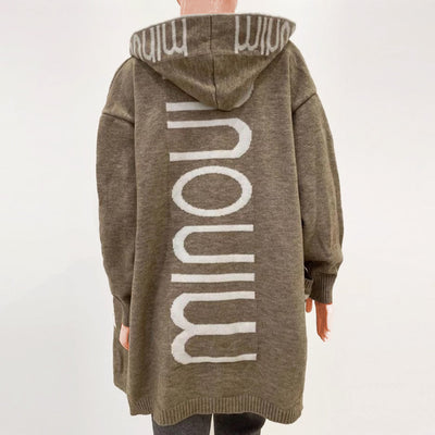 Lena Strickjacke - Drucktasche Winter-Kapuzen-Strickjacke