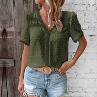 Valeria | Luftige Swiss-Dot Boho Bluse – Grün